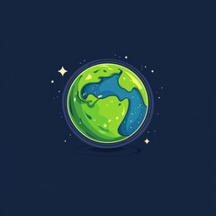 Fototapeta premium A colorful illustration of Earth, showcasing vibrant greens and blues against a dark background.