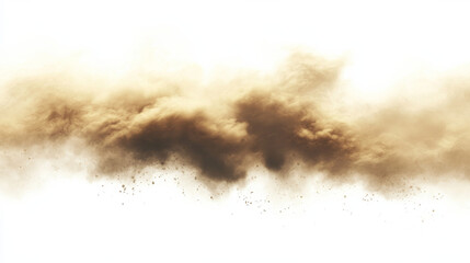 A dense sand cloud, swirling dust storm, or billowing brown smoke creating a heavy smog effect, isolated against a white backdrop. Realistic vector illustration