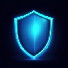 Fototapeta premium A glowing blue shield icon set against a dark background, symbolizing protection and security.