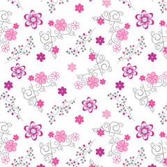 Colorful flowers and autumn leaves pattern