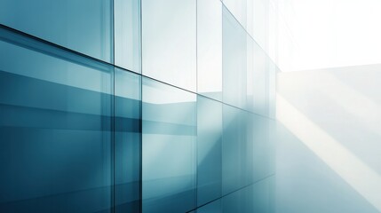 Obraz premium Glass Building Facade with Light and Shadow