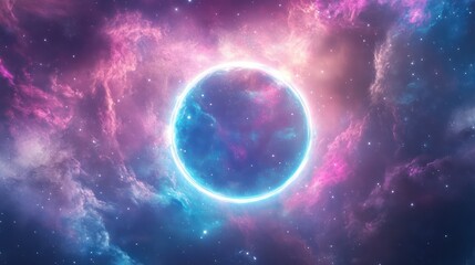 Obraz premium A Celestial Planet Shines Brightly Within the Colorful Galaxy