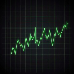 Dynamic green line graph illustrating upward trends over time on a dark background.
