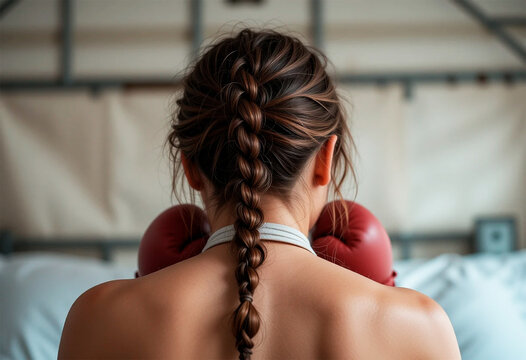 mujer boxeadora en el gimnasio lista para competir
