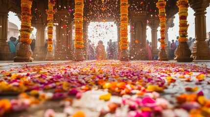 A Colorful Celebration in an Ancient Temple