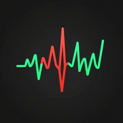 Stylized heartbeat waveform in red and green on a dark background, symbolizing health and vitality.