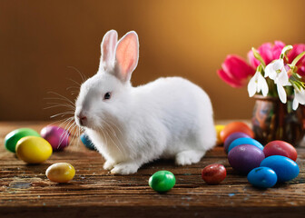 easter bunny with eggs