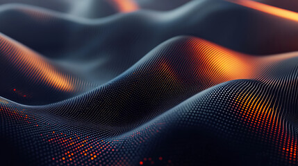 Abstract Dark Wave Background Glowing Orange and Grey Dots