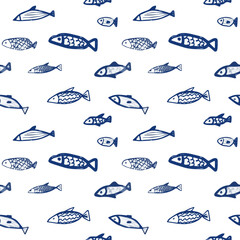 vector seamless pattern with fishes