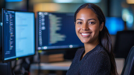 Young Multiethnic Woman IT Manager in Modern Tech Environment