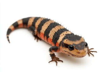Obraz premium Close-up shot of a small reptile on a white background, perfect for use in educational or scientific contexts