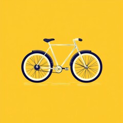 Fototapeta premium A minimalist illustration of a stylish bicycle on a vibrant yellow background.