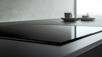 Induction Hob on Countertop with Cups