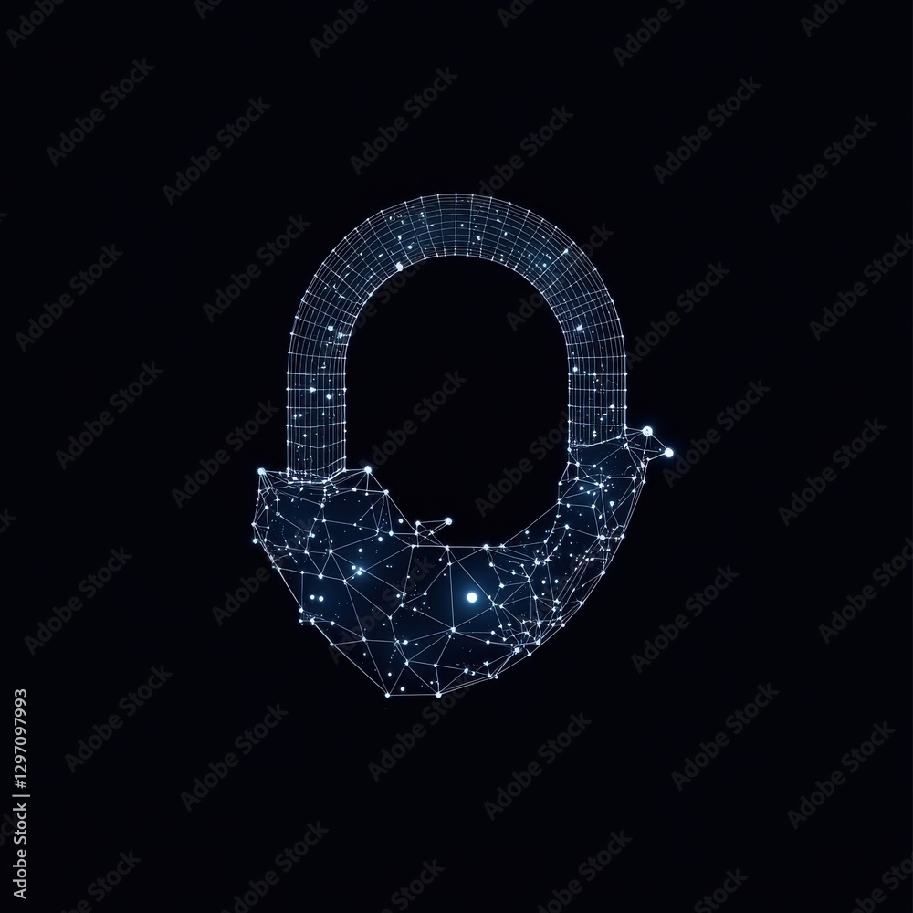Poster a digital representation of an open lock symbolizing cybersecurity and data protection.
