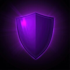 A sleek, glossy purple shield against a dark backdrop, symbolizing protection and security.