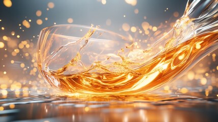 Liquid fire in glass dances with swirling embers and glowing textures. Generative AI