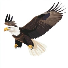 Obraz premium An illustrated eagle soaring majestically with wide-open wings and striking features.