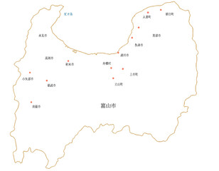 Obraz premium 富山県 地図 白 斑点 イラスト