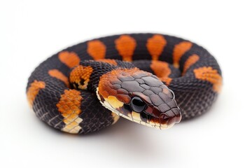 Fototapeta premium A close-up view of a snake's face on a white surface, suitable for illustrations and designs