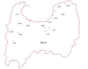 富山県　地図　白　斑点　イラスト