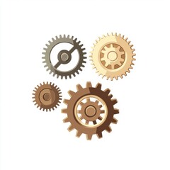 A collection of various gears in shades of brown and gold, symbolizing unity in machinery and engineering.