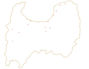 富山県　地図　白 　斑点　イラスト