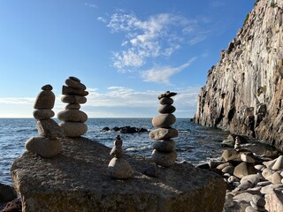 stack of stones on beach