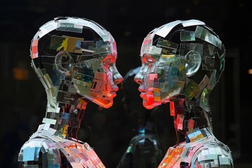 Futuristic Photoshoot: Female Humanoid Robot Emerges from Generative Collage Techniques in AI-Inspired Setting