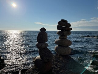 stack of stones on beach