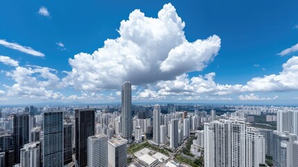 Cityscape Aerial View of Skyscrapers and Clouds