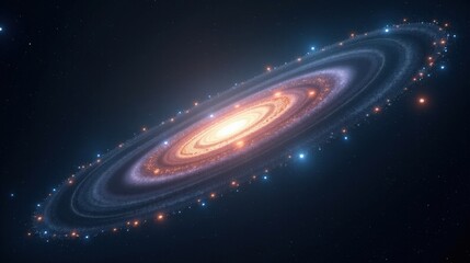 A mysterious dark matter halo surrounding an ancient galaxy, its gravitational influence bending the fabric of reality, invisible yet shaping the entire universe.