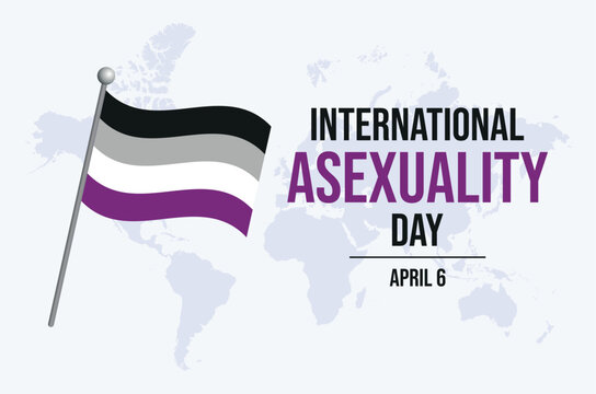 International Asexuality Day poster vector illustration. Asexual flag on a pole icon vector. LGBT asexual waving pride flag symbol. Template for background, banner, card. April 6. Important day
