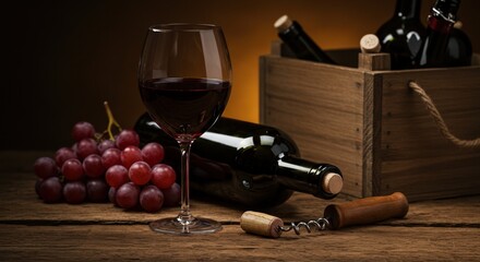 Obraz premium red wine and grapes