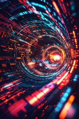 Fototapeta premium Dynamic digital energy flow abstract space visual art futuristic environment close-up view concept of speed
