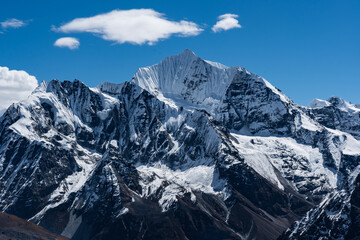Snowy Gangchempo Mountain in the Himalayas of Nepal 8000 peaks 