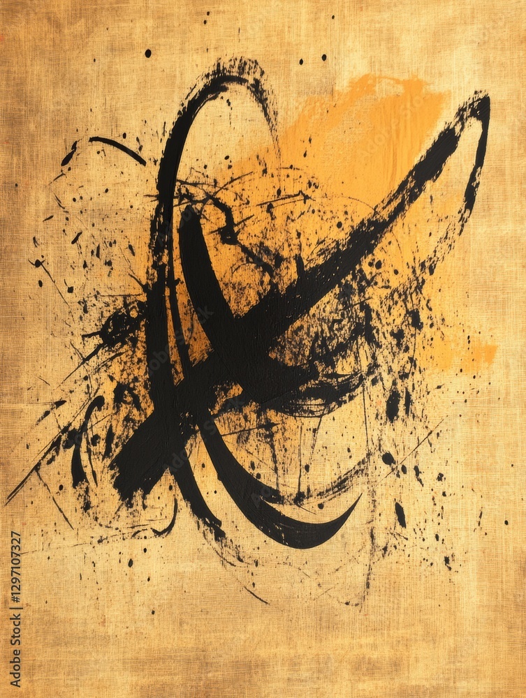 Leinwandbilder abstract artwork featuring dynamic brush strokes and bold colors on a textured background. generativ