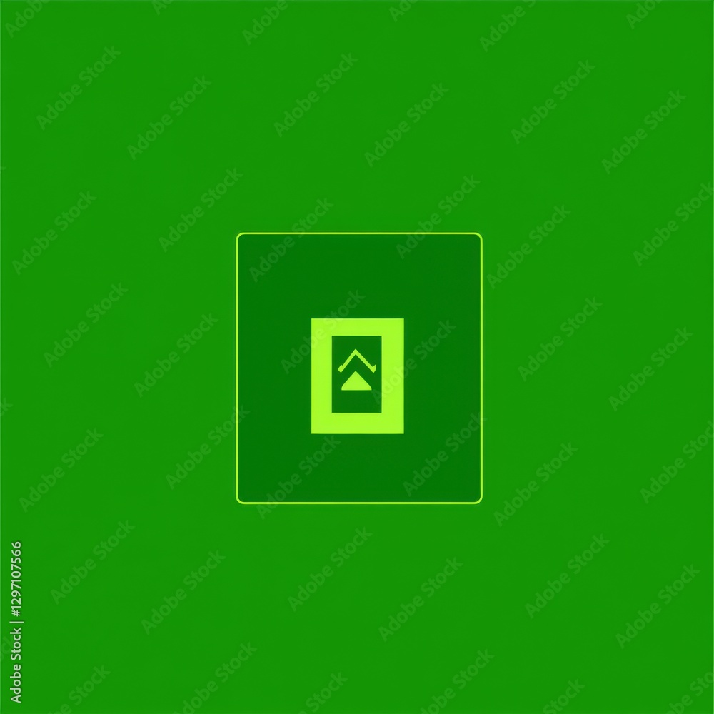 Poster vibrant green abstract design with geometric shapes and overlapping layers, creating a contemporary 