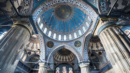 Obraz premium The ornate mosque set against a backdrop of deep blue