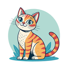 color flower cat illustration vector design