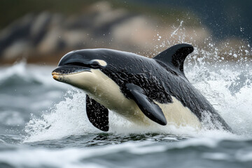 Obraz premium A porpoise swimming in Scottish waters, sleek and graceful, natural setting