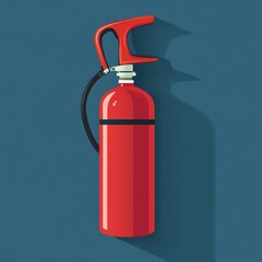 Obraz premium A bright red fire extinguisher against a blue backdrop, symbolizing safety and preparedness.