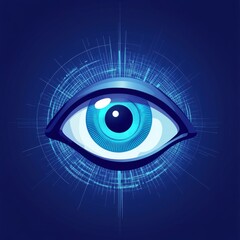 Illustration of a futuristic eye with blue iris and digital elements, symbolizing vision and technology.