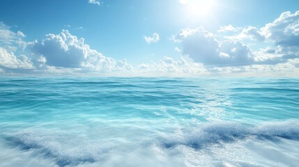 Calm Ocean With Gentle Waves Under A Beautiful Bright Sky