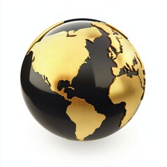Stylish black and gold globe showcasing continents with a modern design, ideal for decor.