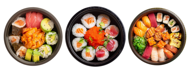 set of sushi isolated on transparent background