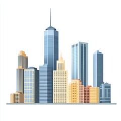 Fototapeta premium A modern city skyline featuring various architectural styles and towering skyscrapers.