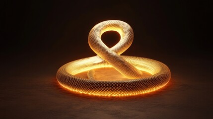 Obraz premium Golden Snake Sculpture in Artistic Display on Dark Background