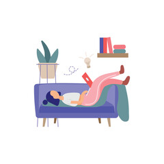 Fototapeta premium Relaxed Work From Home Vector Illustration