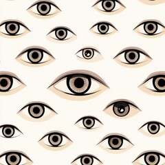 A diverse collection of stylized eyes in various designs and shapes, showcasing intricate details.