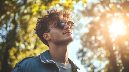 Golfer Man Enjoying Outdoor Recreational Activity in Scenic Nature Landscape